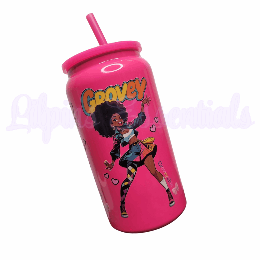 Pink Groovy Chic 16oz stainless steel printed tumbler